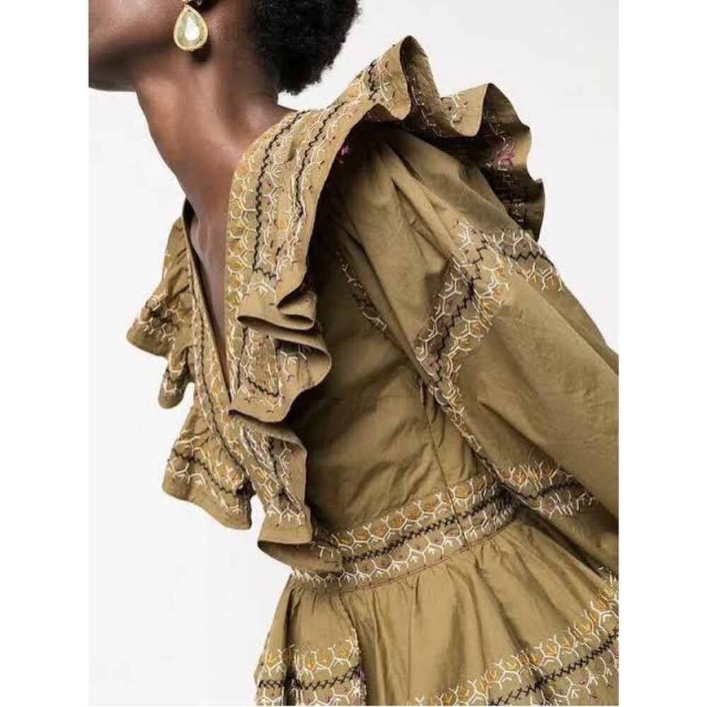 NEW✨ ULLA JOHNSON • Anais Olive Mini Dress • Womens 10/12 - Picture 10 of 14